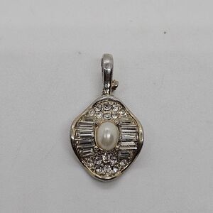 rhinestone and faux pearl enhancer pendant